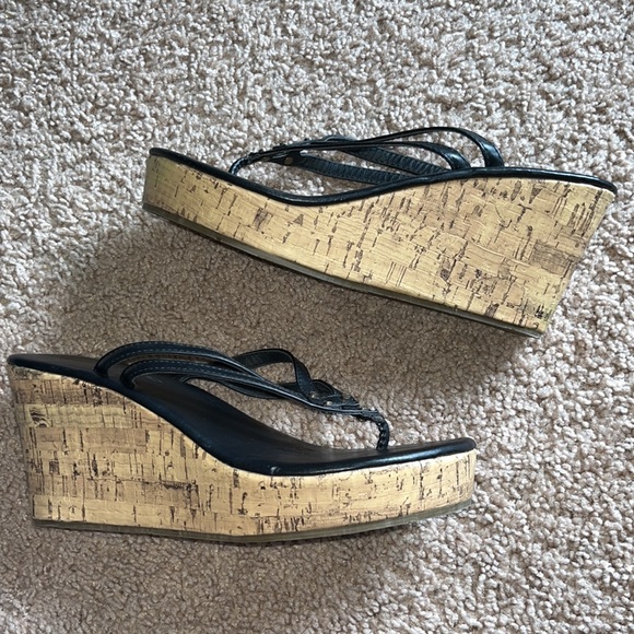 O'Neill Shoes - O’neill black cork wedge heel sandals NWOT size 8